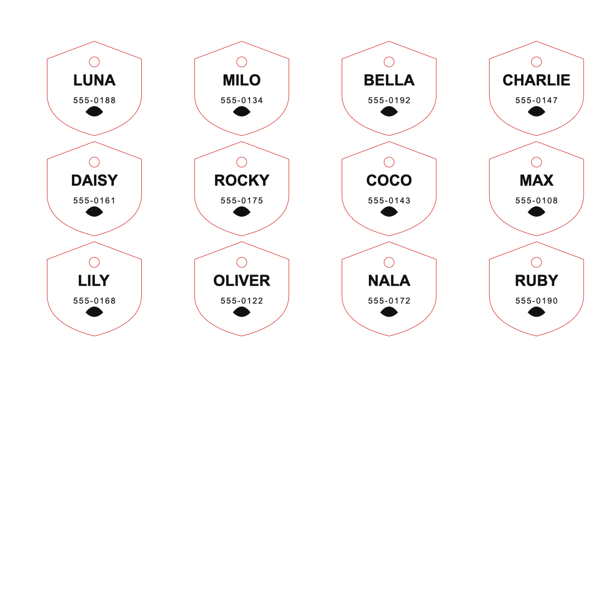 Shield pet tag SVG batch preview