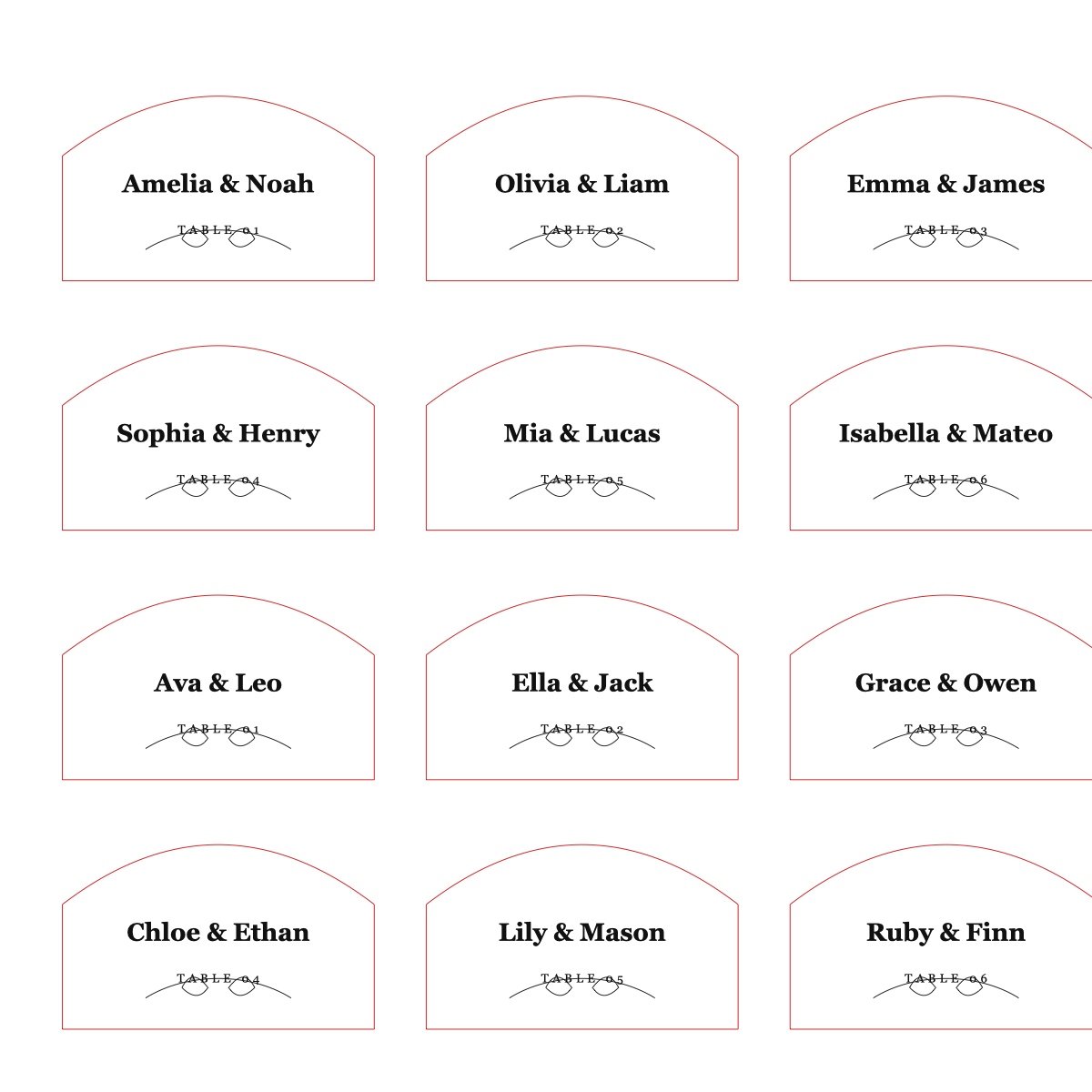 Arch botanical wedding place card SVG preview